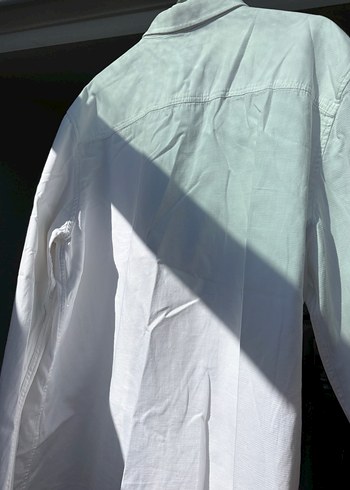 Mavi Beyaz Transparan Keten Kadın Gömlek - Görsel 2