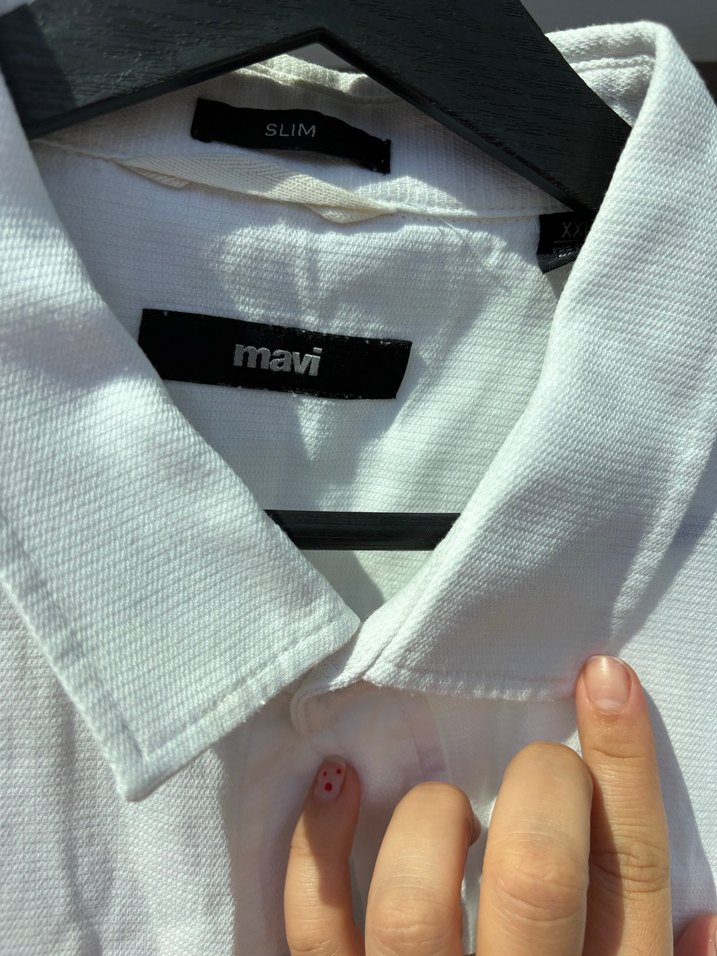 Mavi Beyaz Transparan Keten Kadın Gömlek - Görsel 5