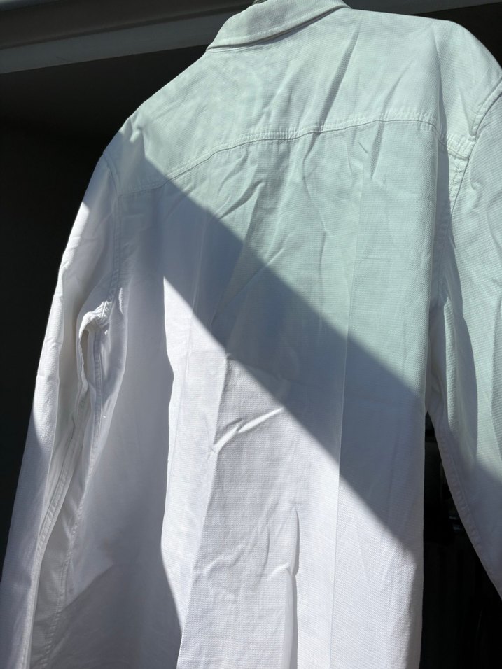 Mavi Beyaz Transparan Keten Kadın Gömlek - Görsel 2