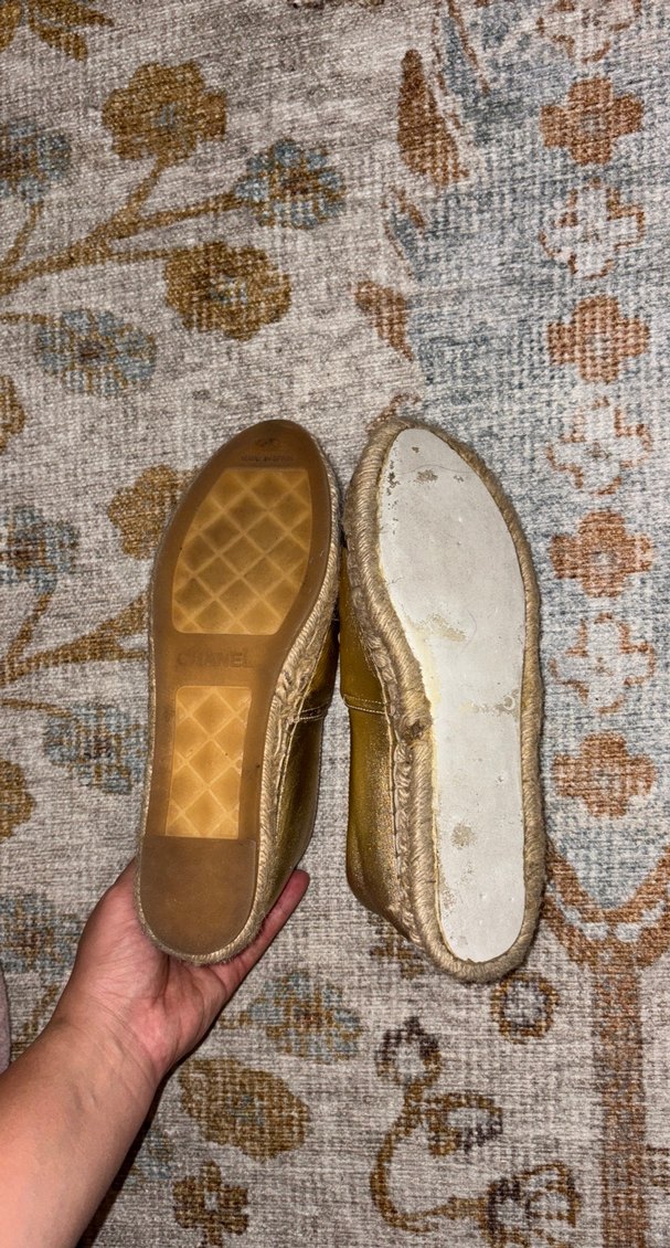 Chanel Parlak Altın Renkli Kadın Platform Babet - Görsel 3