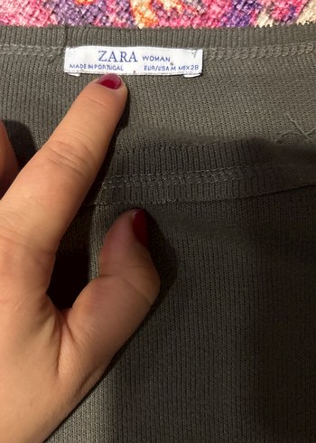 Zara Haki Gri Bol Kesim uzun Kollu crop kazak - Görsel 2