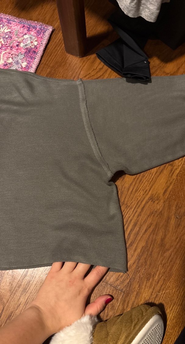 Zara Haki Gri Bol Kesim uzun Kollu crop kazak - Görsel 3