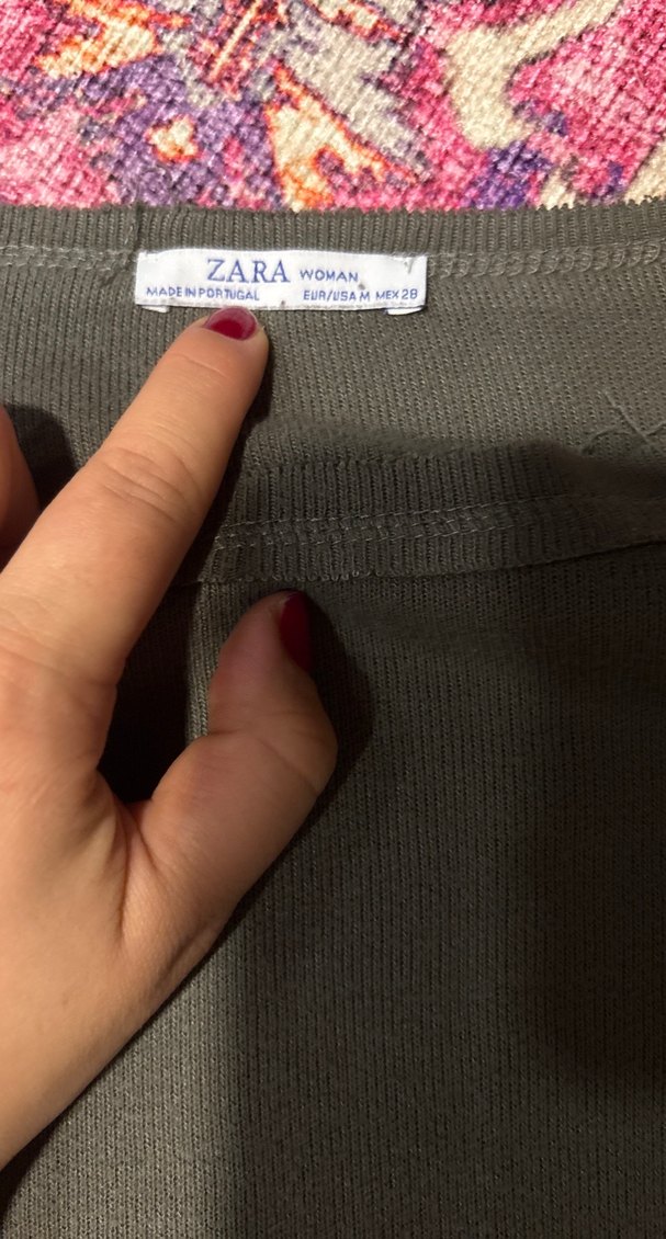 Zara Haki Gri Bol Kesim uzun Kollu crop kazak - Görsel 2