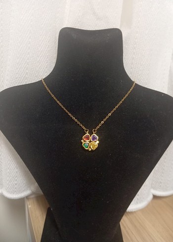 Accessorize Renkli Taşlı Zincir Detaylı Çelik Midi Kolye