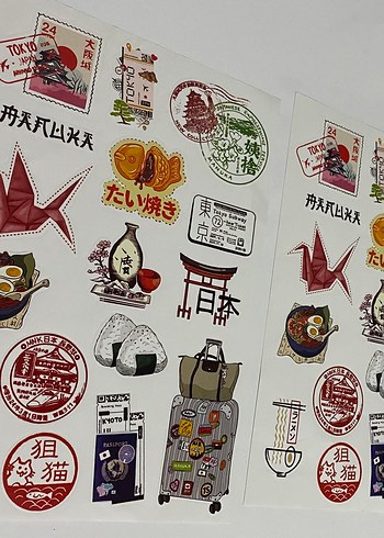Japonya temalı ikili sticker