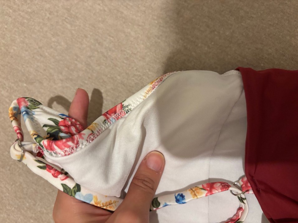 Burgundy Çiçek Desenli Bohem Mayo - Görsel 4