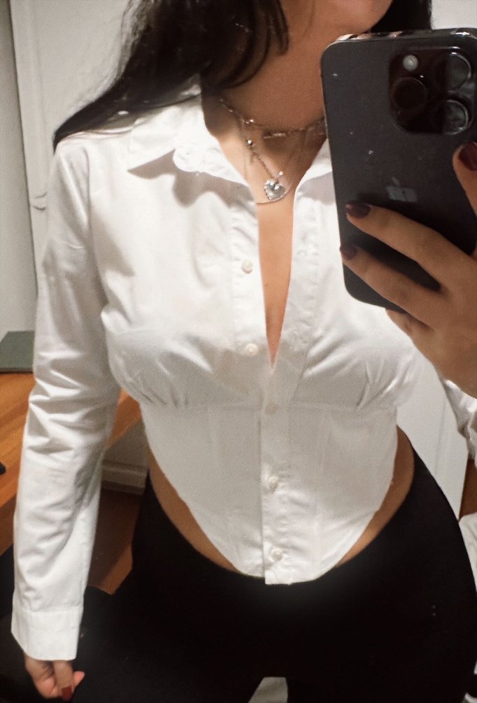 Stradivarius Korse Crop Gömlek - Görsel 2