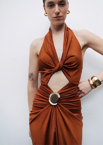 Nocturne Yeni Sezon Drapeli Elbise - Görsel 4