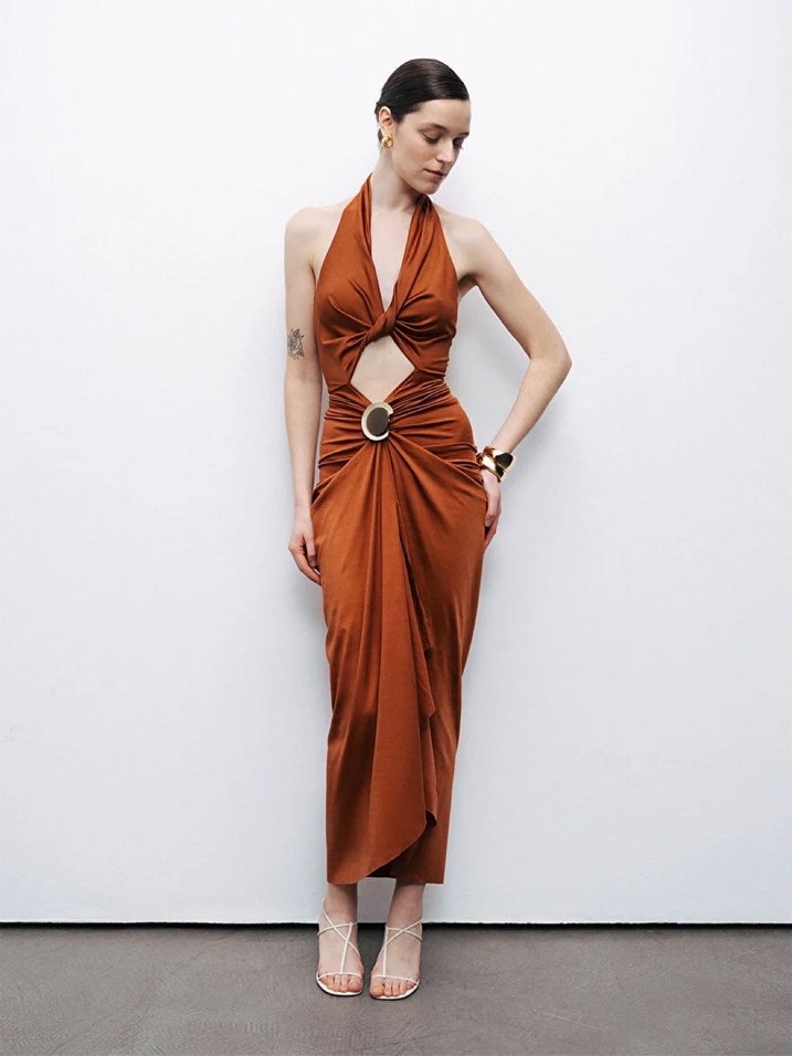 Nocturne Yeni Sezon Drapeli Elbise - Görsel 3