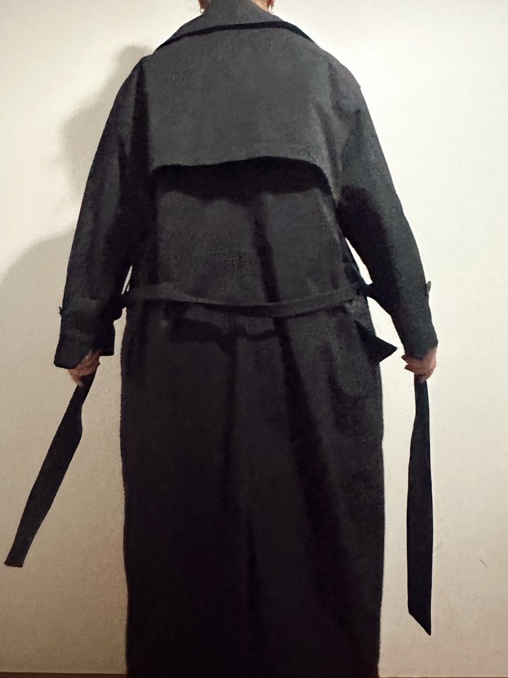 Mavi -  Uzun Kadın Trençkot - Görsel 3