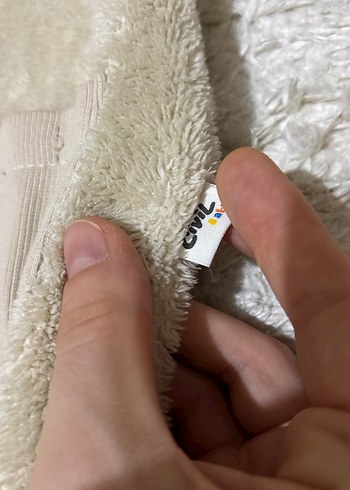 Kapüşonlu Peluş Bebek Tulumu Krem - Görsel 2