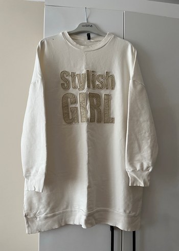 Beyaz Baskılı Kadın Sweatshirt