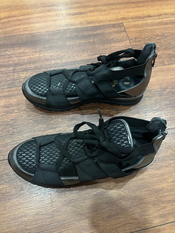 Yılan Desenli Siyah Platform Topuklu Spor Ayakkabı - Görsel 5