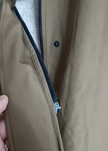 40 Beden Çıtçıtlı ve fermuarlı Camel Kadın Uzun mont
