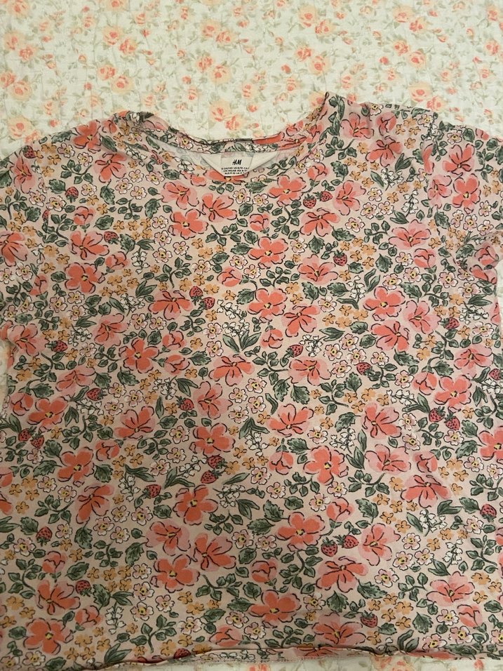 Çiçek Desenli Bohem Kız Tişörtü - Görsel 2