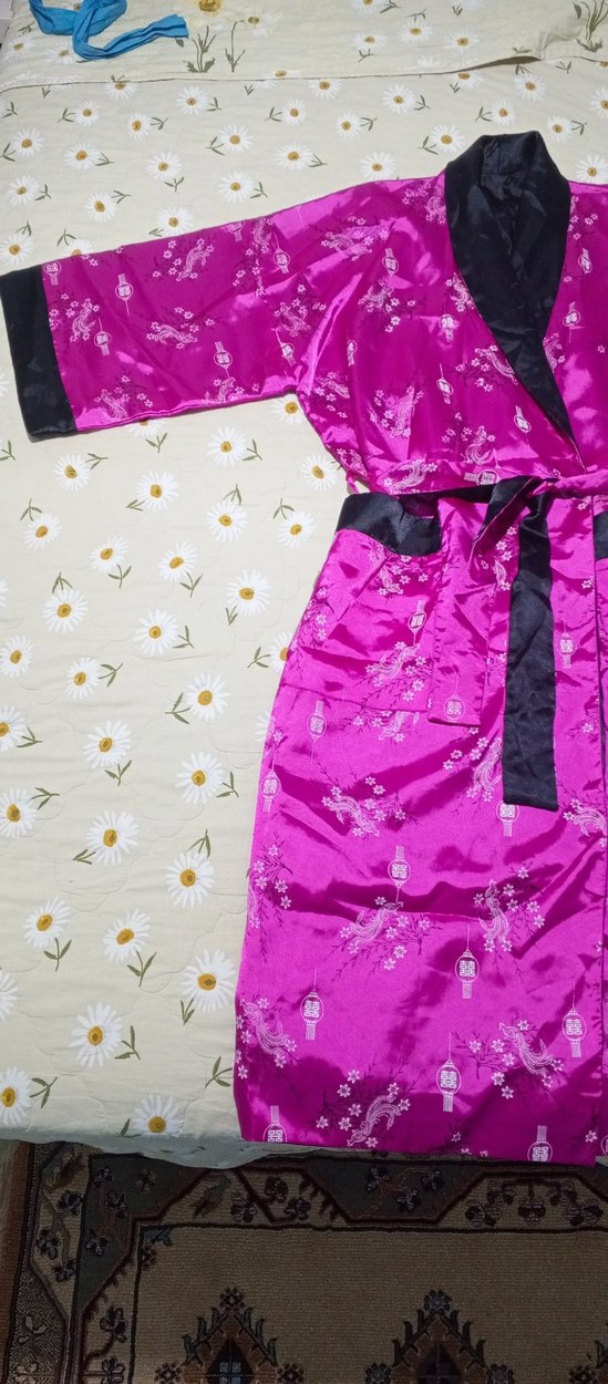 Renkli Desenli Uzun Kadın Sabahlık - Görsel 4