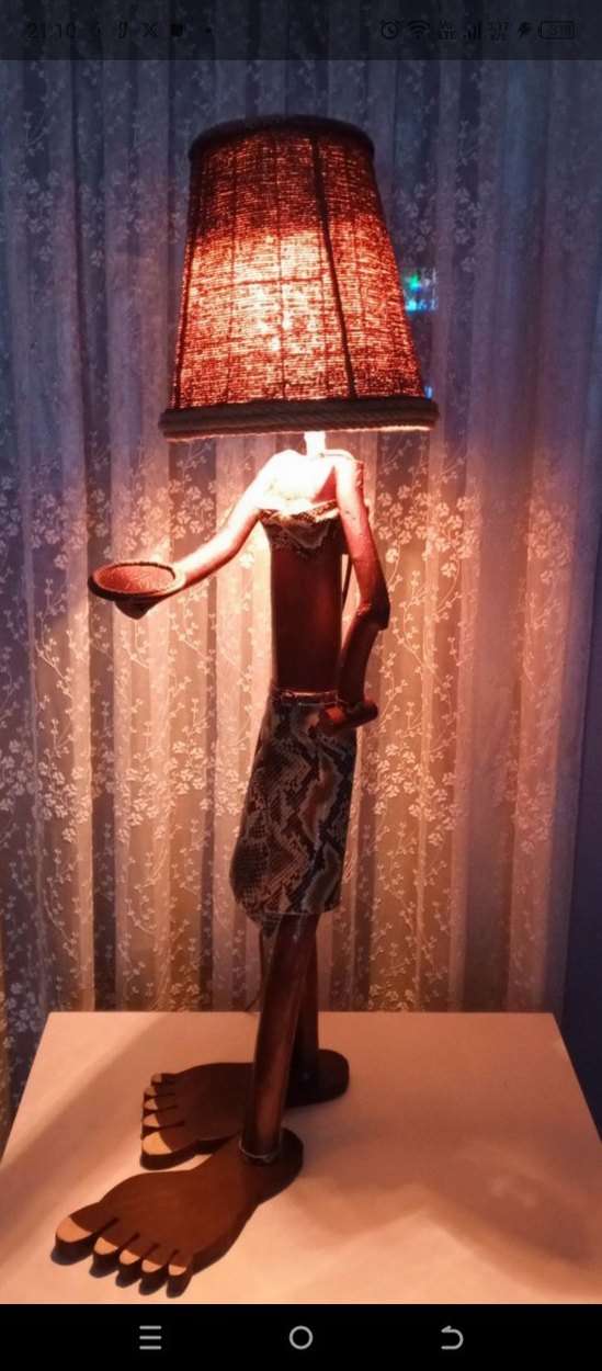 Ahşap Gövdeli Kahverengi Lambader - Görsel 3