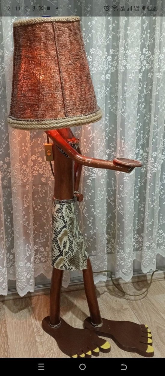 Ahşap Gövdeli Kahverengi Lambader - Görsel 2