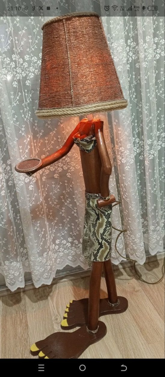 Ahşap Gövdeli Kahverengi Lambader - Görsel 5