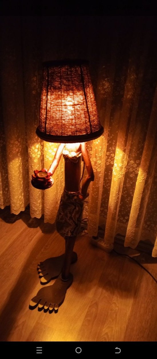 Ahşap Gövdeli Kahverengi Lambader - Görsel 4