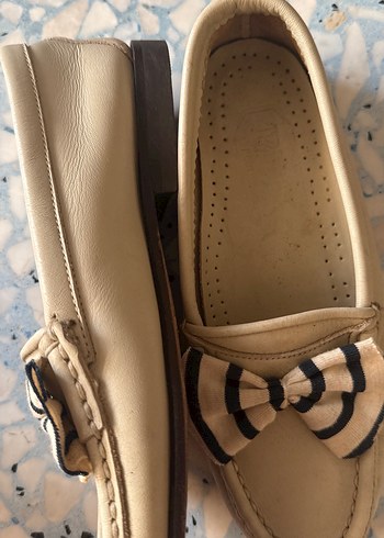 Bej Kız Çocuk Fiyonklu Loafer Ayakkabı - Görsel 2