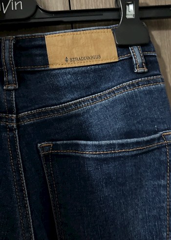 32 Beden lacivert Renk Kadın Lacivert Kemerli Normal Boy Denim Jean