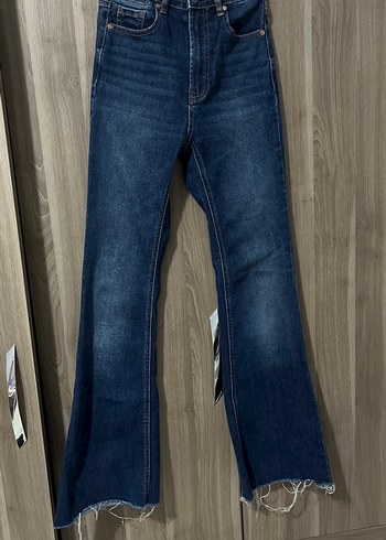 Kadın Lacivert Kemerli Normal Boy Denim Jean