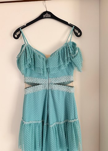 Turkuaz Bohem Uzun Abiye - Görsel 4