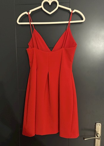 Kırmızı V Yaka Mini Zara Elbise - Görsel 3