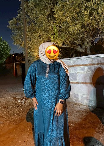 Diğer Drapeli Mavi Uzun Salaş Elbise