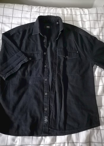 Mavi Jeans Erkek Siyah Denim Gömlek, Kısa Kollu, Salaş Kesim