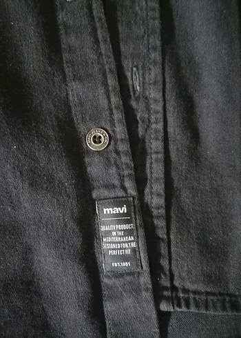 s Beden siyah Renk Erkek Siyah Denim Gömlek, Kısa Kollu, Salaş Kesim