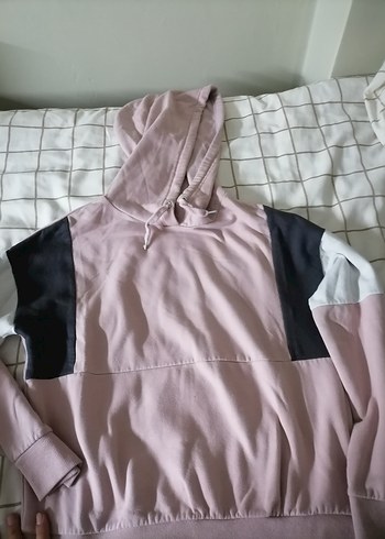 Pembe Kapüşonlu Oversize Sweatshirt