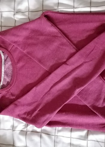 Bordo Kadın Sweatshirt, Yuvarlak Yaka, Salaş Kesim