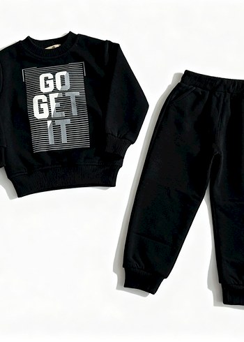 Diğer Siyah Erkek Çocuk Baskılı Sweatshirt ve Eşofman