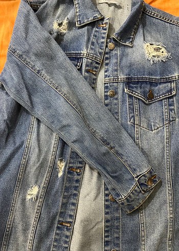 Düğmeli Mavi Kadın Denim Ceket - Görsel 2