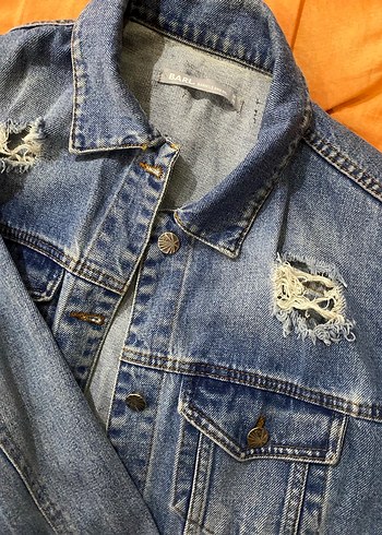 Düğmeli Mavi Kadın Denim Ceket - Görsel 3