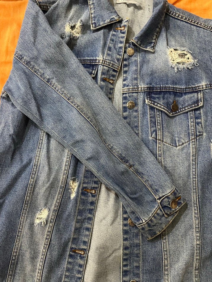 Düğmeli Mavi Kadın Denim Ceket - Görsel 2