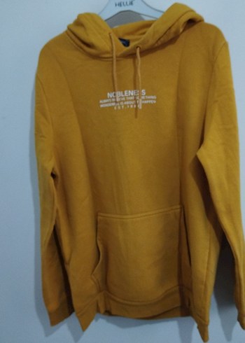 Sarı Kapüşonlu Rahat Kesim Sweatshirt