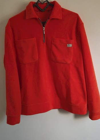 Kadın Kırmızı Fermuarlı Polar Sweatshirt