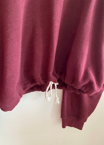 l Beden PULL&BEAR Bordo Uzun Kollu Salaş Sweatshirt