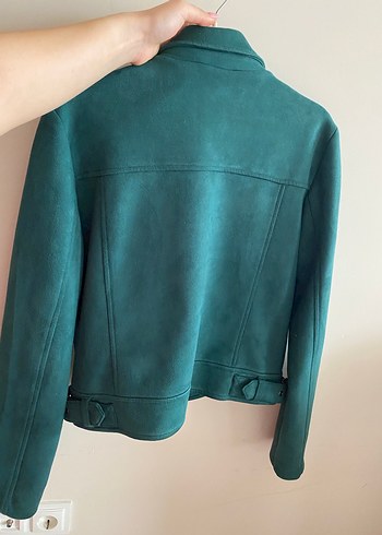LC Waikiki Kadın Yeşil Süet Biker Ceket