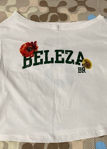 Beyaz Pamuklu Tişört Renkli Baskılı