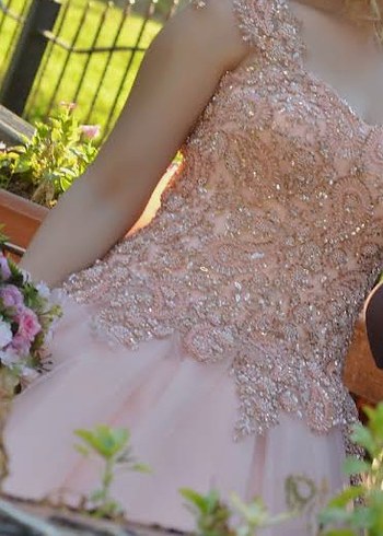 Pudra İşlemeli Prenses Nişan Elbisesi - Görsel 6