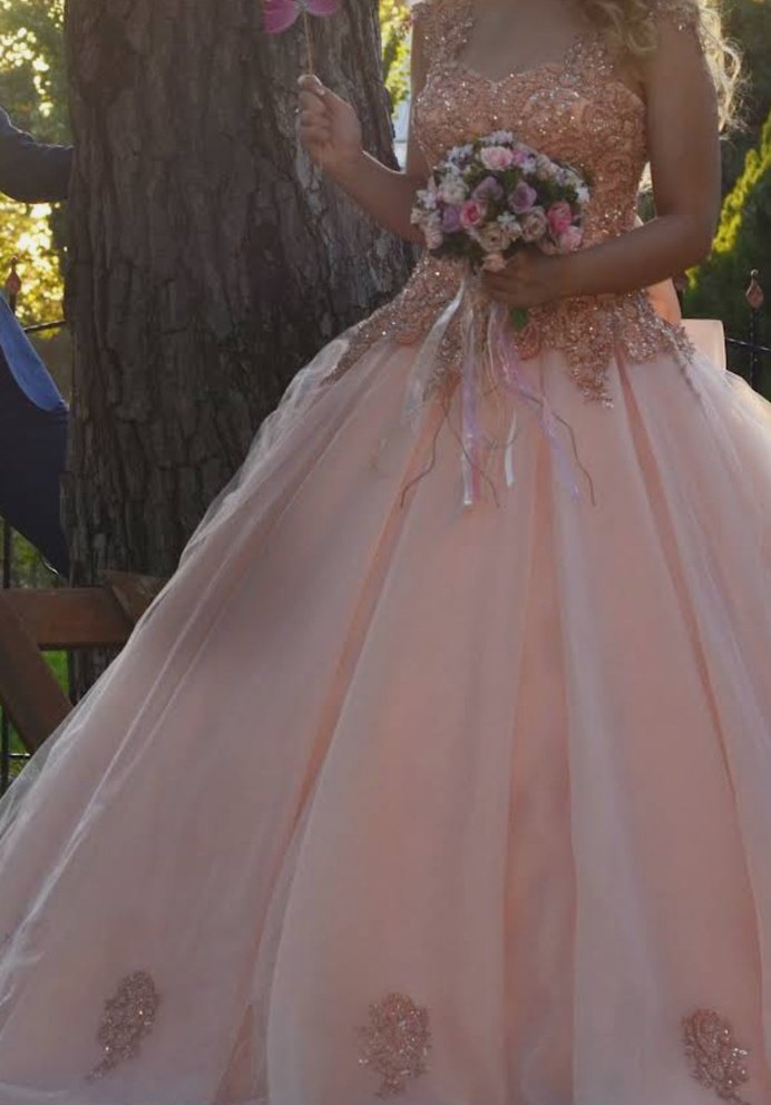 Pudra İşlemeli Prenses Nişan Elbisesi - Görsel 5