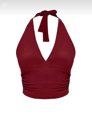 Bordo Drapeli V Yaka Büstiyer