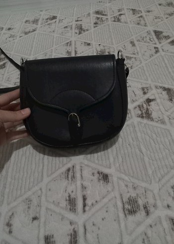 Siyah Deri Tokalı Kadın Çanta - Görsel 2