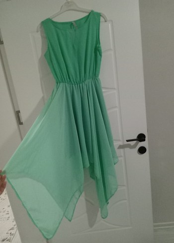 Yeşil Bohem Uzun Drapeli Abiye Elbise - Görsel 2