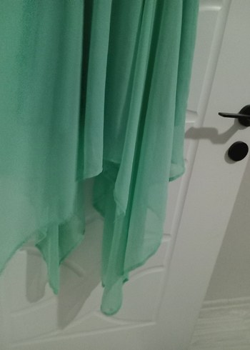 Yeşil Bohem Uzun Drapeli Abiye Elbise - Görsel 3