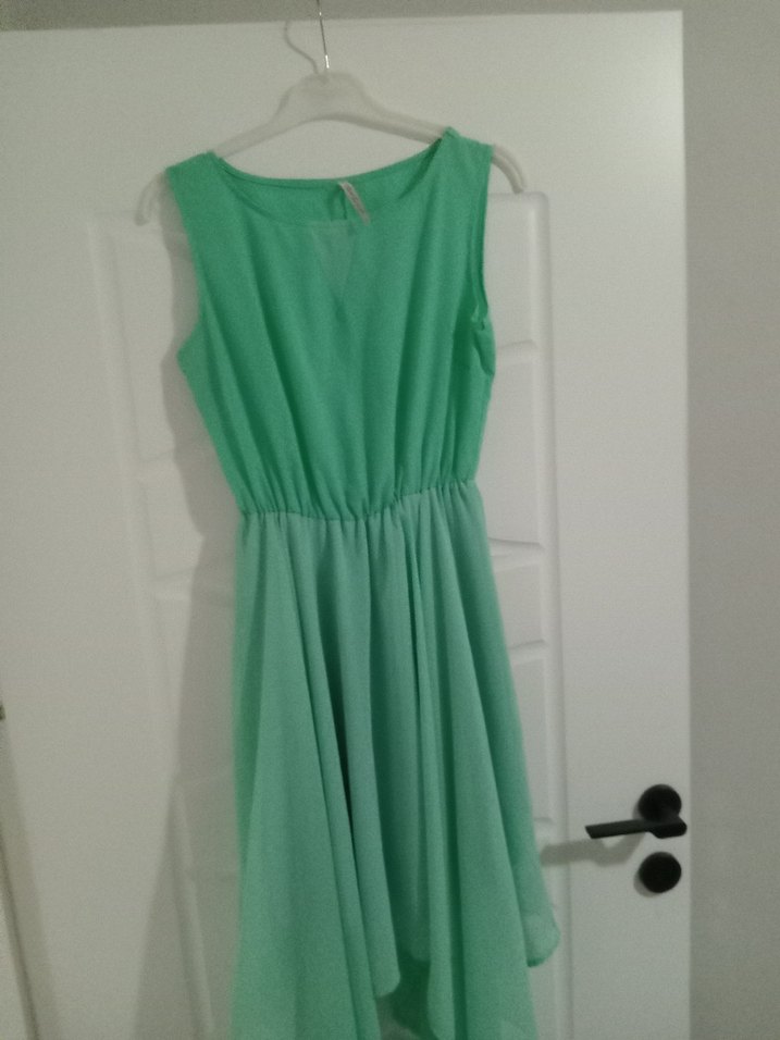 Yeşil Bohem Uzun Drapeli Abiye Elbise - Görsel 4